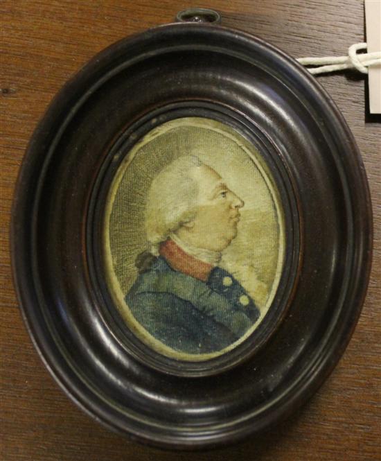 George III miniature on silk